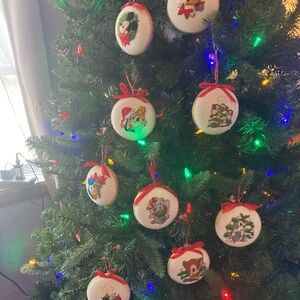 Vintage Handmade Disney Cross Stitch Character’s Ornaments